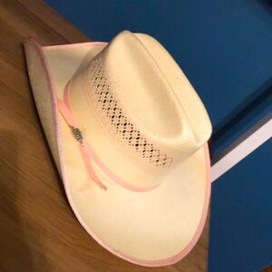Tony Lama Women's Cream Hat with Pink Trim